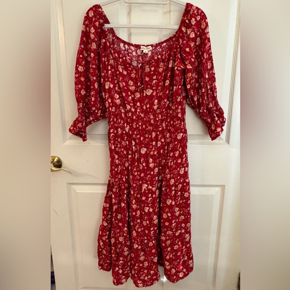 Light weight cotton Indigo Rose dress with long sleeves size M